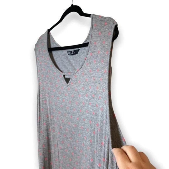 ti Voglio Grey &  Pink Stars Sleeveless Night Dress - Picture 5 of 11